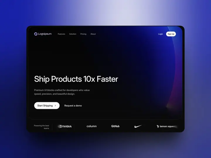 Mörk logistikhemsida med budskapet Ship Products 10x Faster